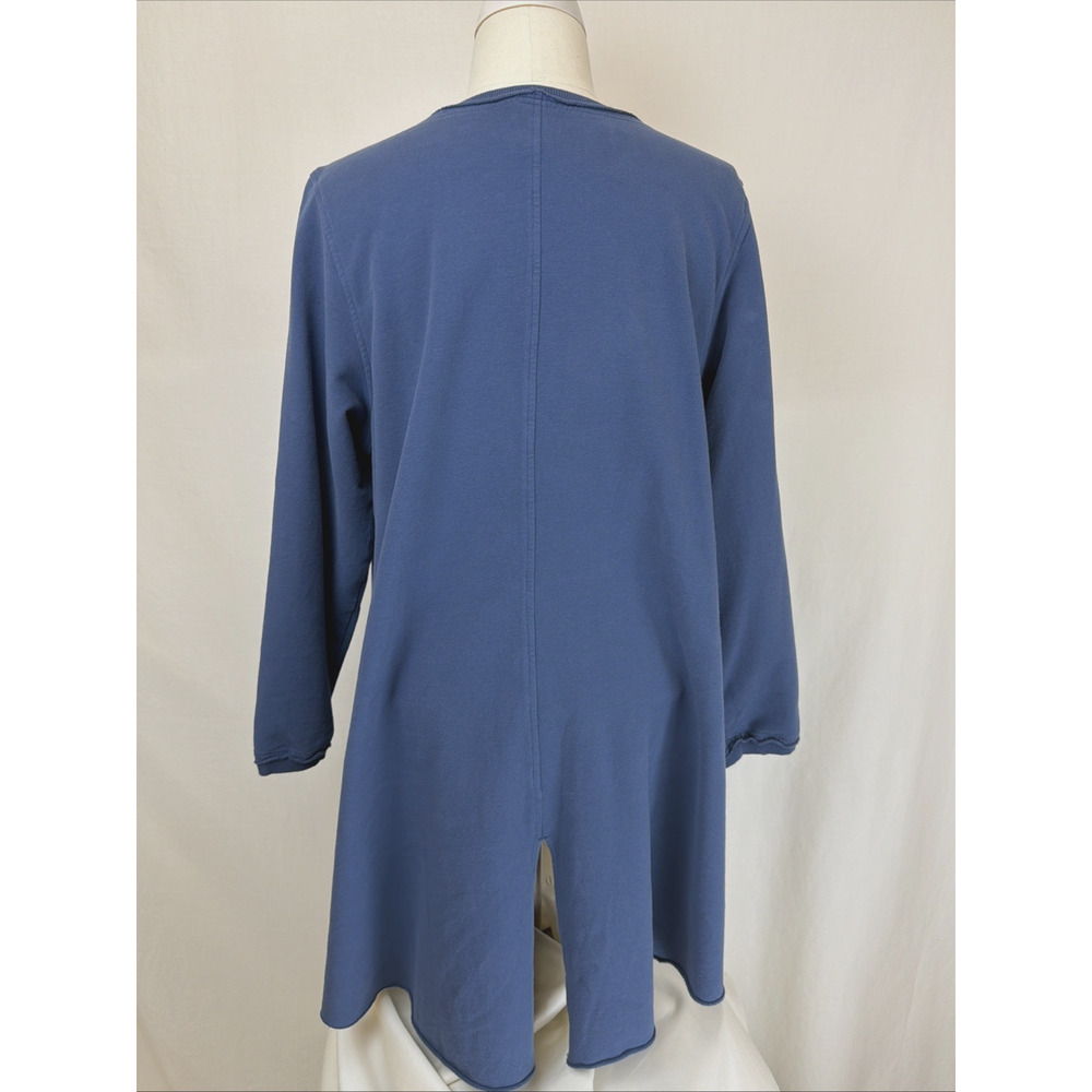 NWT Kleen Blue Long Sleeve Kangaroo Pocket High Low Hem Tunic Top #0726 SZ Large - Picture 3 of 9